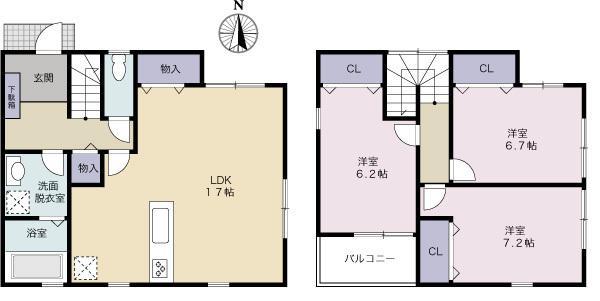 Floor plan. 19,800,000 yen, 3LDK, Land area 88.95 sq m , Building area 88.69 sq m
