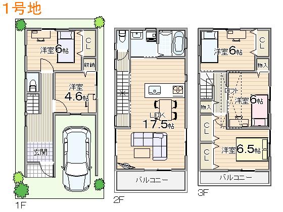 Floor plan. (No. 1 point), Price 28.8 million yen, 5LDK, Land area 60.7 sq m , Building area 113.85 sq m