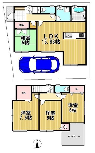 Floor plan. (No. 1 point), Price 29,800,000 yen, 4LDK, Land area 84.62 sq m , Building area 94.5 sq m