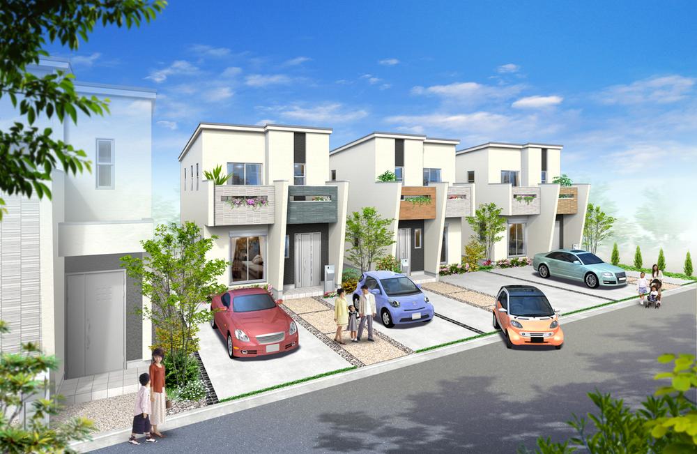 Construction completion expected view. Stylish, 2-story house of the finished cityscape image Perth all mansion parking space two secured