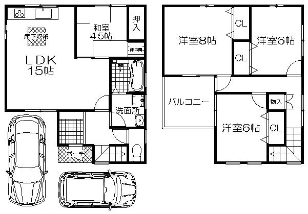 Floor plan. 23.8 million yen, 4LDK, Land area 89.68 sq m , Building area 95.58 sq m