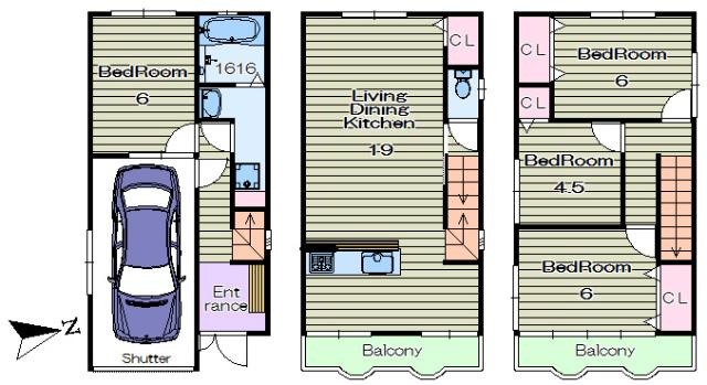 Floor plan. 24,800,000 yen, 4LDK, Land area 59.11 sq m , Building area 109.96 sq m