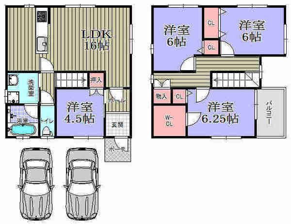 Floor plan. 35 million yen, 4LDK, Land area 113.69 sq m , House building area 93.15 sq m walk-in closet with an attractive 4LDK