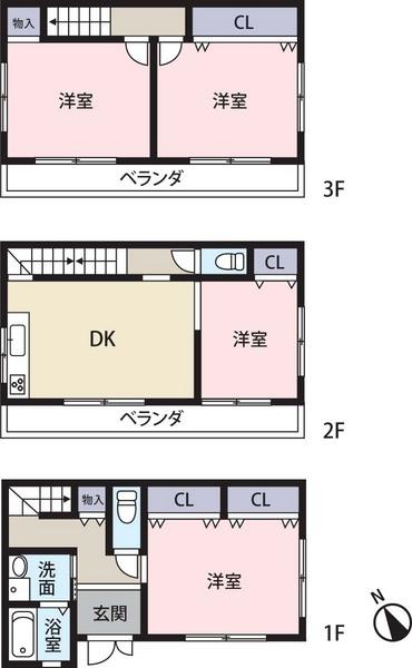Floor plan. 21,700,000 yen, 4DK, Land area 61.91 sq m , Building area 90.82 sq m