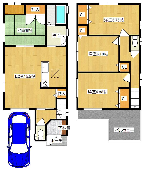 Floor plan. 27,800,000 yen, 4LDK, Land area 98.08 sq m , Building area 95.58 sq m