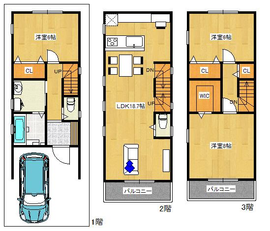 Floor plan. 23.8 million yen, 3LDK, Land area 55.45 sq m , Building area 97.2 sq m