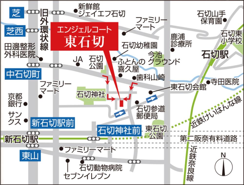 Local guide map. ※ Ishikiri can not be your visit from the approach. Customers using the routes from outside annular please come from the intersection of Nakaishikiri cho.