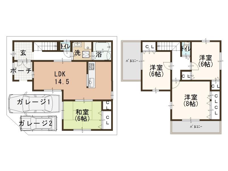 Floor plan. 33,800,000 yen, 4LDK, Land area 136.32 sq m , Building area 100.4 sq m