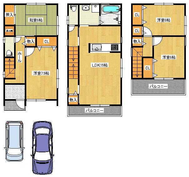 Floor plan. 26,900,000 yen, 4LDK, Land area 90.33 sq m , Building area 103.27 sq m ◆ Floor plan