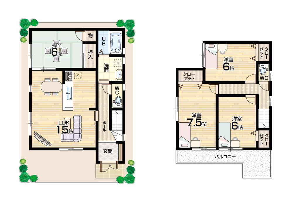 Floor plan. 23.8 million yen, 4LDK, Land area 134.9 sq m , Building area 94.77 sq m floor plan 4LDK! All rooms 6 quires more!