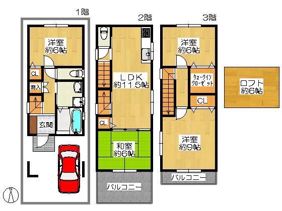 Floor plan. 21,800,000 yen, 4LDK, Land area 56.49 sq m , Building area 103.14 sq m