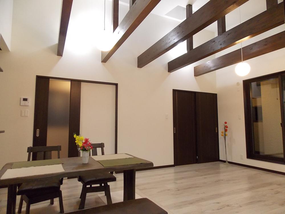 Living. Bright living room natural warmth of the wood is felt