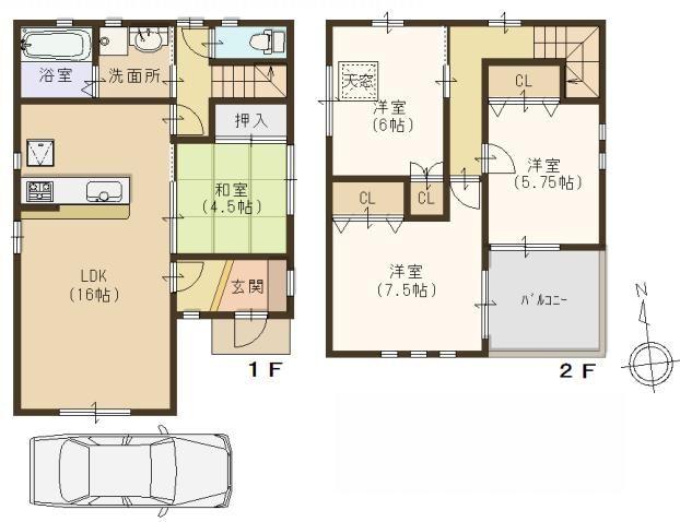 Floor plan. (No. 3 locations), Price 29,480,000 yen, 4LDK, Land area 86.74 sq m , Building area 92.33 sq m