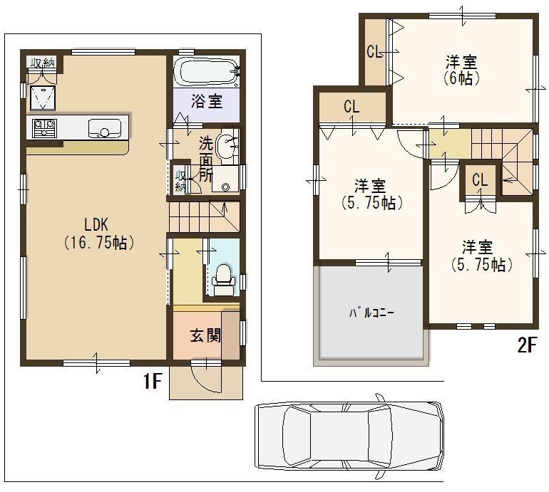 Floor plan. (No. 4 locations), Price 24,998,000 yen, 3LDK, Land area 113.88 sq m , Building area 76.6 sq m