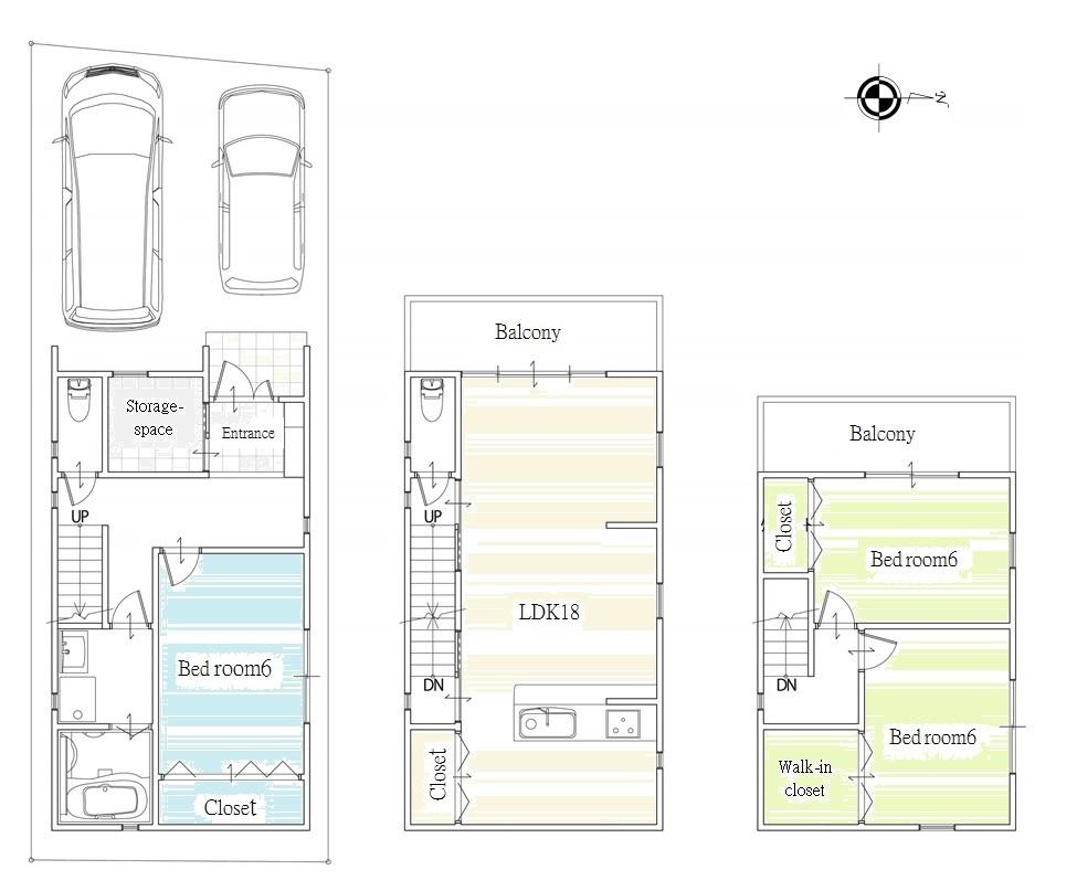 Floor plan. 30,800,000 yen, 3LDK + S (storeroom), Land area 76.15 sq m , There is ample parking space in the building area 100.44 sq m car park two Allowed! The acquisition between the excellent storage capacity, Entrance cloak is also quite recommended !!