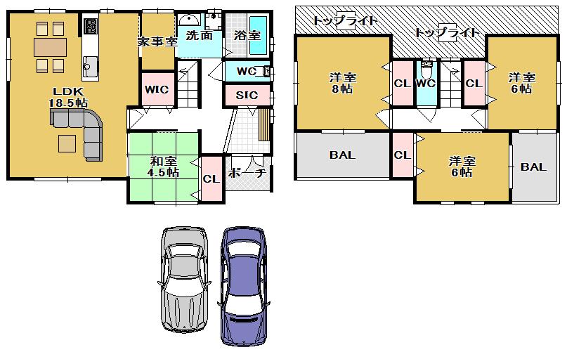 Floor plan. (B No. land), Price 32,800,000 yen, 4LDK, Land area 133.05 sq m , Building area 107.73 sq m