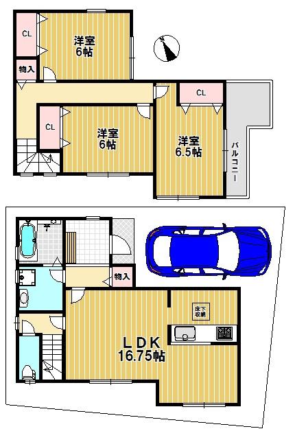 Floor plan. (No. 2 locations), Price 24,800,000 yen, 3LDK, Land area 85.27 sq m , Building area 87.88 sq m