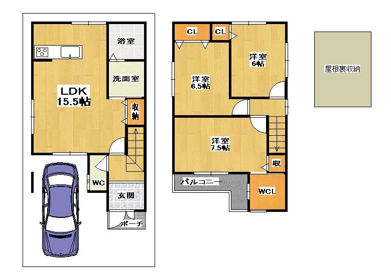 Floor plan. 23.8 million yen, 3LDK, Land area 76.33 sq m , Building area 79.1 sq m Floor Spacious LDK15 Pledge. Popular face-to-face kitchen!