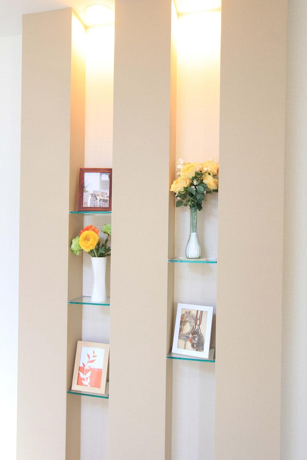 Building plan example (introspection photo). The shelf is equipped with a down light. It is quite fashionable Once you light up!