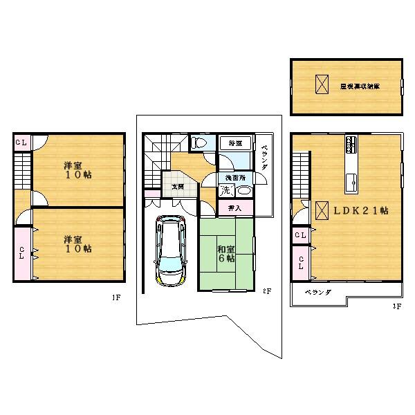 Floor plan. 18.3 million yen, 3LDK, Land area 79.25 sq m , Building area 122.81 sq m
