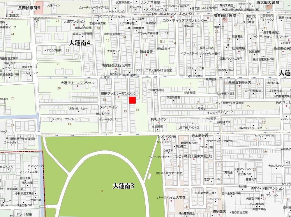 Local guide map. Higashi-Osaka Ohasuminami 4-chome, 13-19