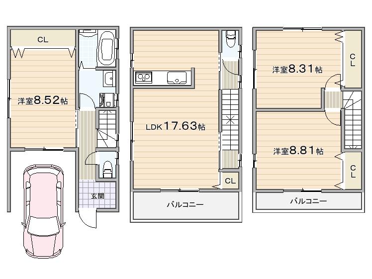 Floor plan. 25,800,000 yen, 3LDK, Land area 71.41 sq m , Building area 101.25 sq m