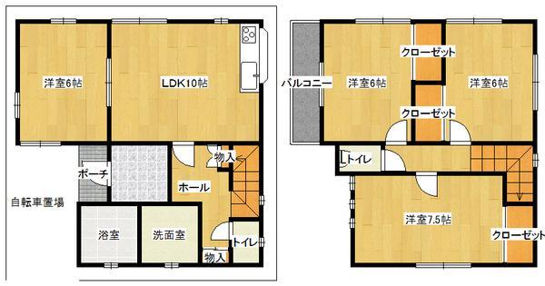 Floor plan. 21.3 million yen, 4LDK, Land area 96.94 sq m , Building area 87.89 sq m