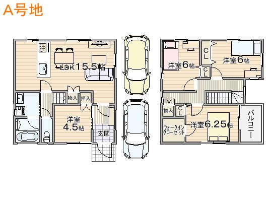 Floor plan. (A No. land), Price 35 million yen, 4LDK, Land area 113.69 sq m , Building area 93.15 sq m