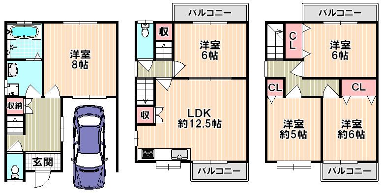 Floor plan. 21 million yen, 5LDK, Land area 63.61 sq m , Building area 102.83 sq m