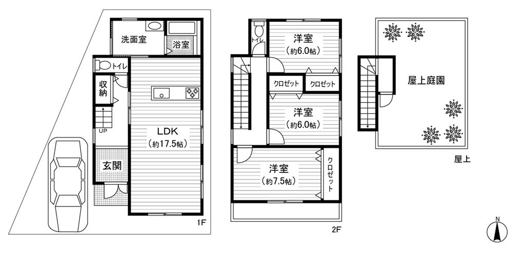 Building plan example (floor plan). Building plan example (A No. land) Building price 29,800,000 yen, Building area 96.39 sq m