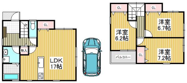 Floor plan. 19,800,000 yen, 3LDK, Land area 88.95 sq m , Building area 88.69 sq m all room 6 tatami mats or more, Spacious living space with storage space ☆