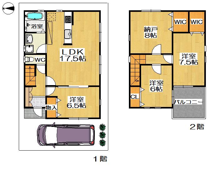 Floor plan. (No. 2 locations), Price 30,800,000 yen, 4LDK, Land area 101.25 sq m , Building area 103.51 sq m