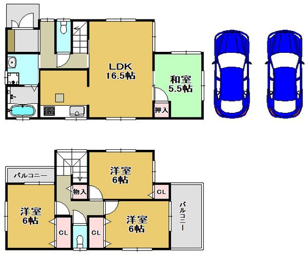 Floor plan. 26,800,000 yen, 3LDK, Land area 127.68 sq m , Building area 94.77 sq m