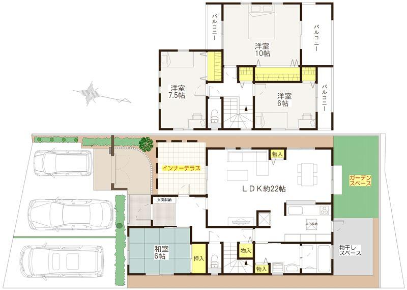 Floor plan. (D No. land), Price 50,500,000 yen, 4LDK, Land area 193.72 sq m , Building area 124.2 sq m