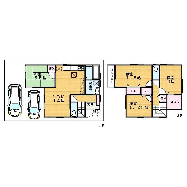 Floor plan. (No. 6 locations), Price 26,300,000 yen, 3LDK+S, Land area 94.45 sq m , Building area 91.53 sq m