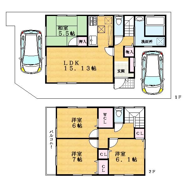 Floor plan. (No. 7 locations), Price 27.3 million yen, 4LDK, Land area 98.55 sq m , Building area 95.98 sq m