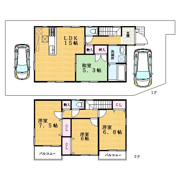 Floor plan. (No. 8 locations), Price 26,900,000 yen, 4LDK, Land area 100.69 sq m , Building area 95.17 sq m