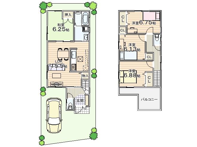 Floor plan. 25,800,000 yen, 4LDK, Land area 98.08 sq m , Building area 95.58 sq m