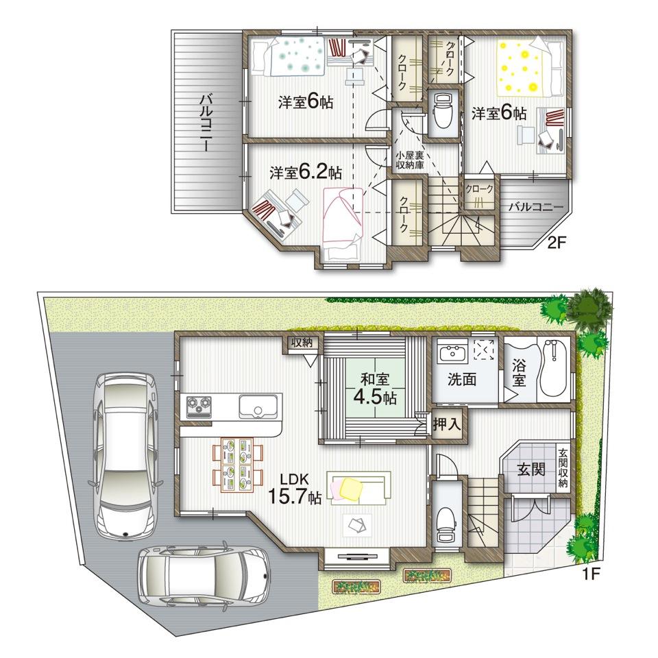 Floor plan. 36,800,000 yen, 4LDK, Land area 91.69 sq m , Building area 90.71 sq m floor plan changes can be freely