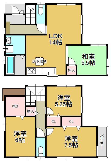 Floor plan. 26,300,000 yen, 4LDK, Land area 94.45 sq m , It is a building area of 91.53 sq m solar power generation mortgage