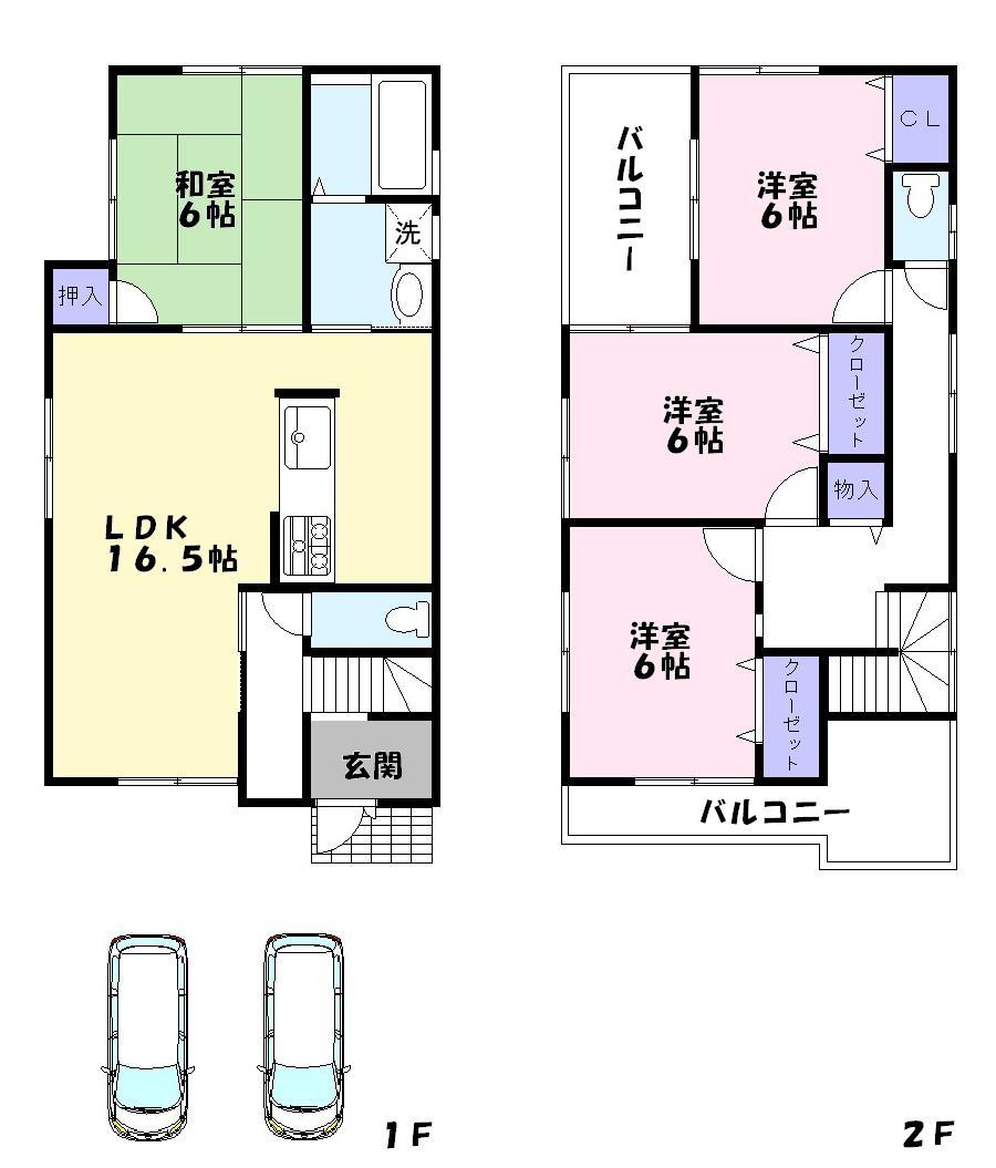 Floor plan. (No. 1 point), Price 26,800,000 yen, 4LDK, Land area 127.19 sq m , Building area 97.6 sq m