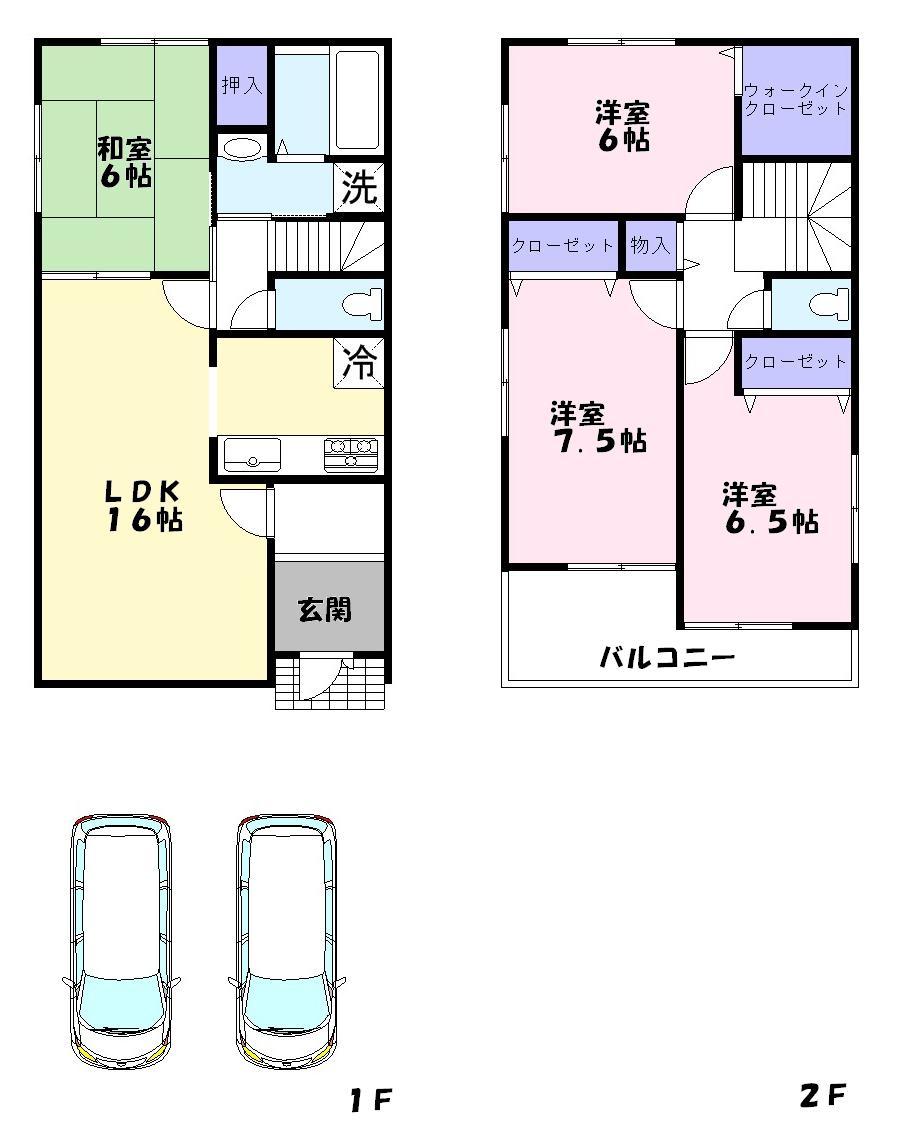 Floor plan. (No. 2 locations), Price 26,800,000 yen, 4LDK, Land area 125.51 sq m , Building area 98.82 sq m