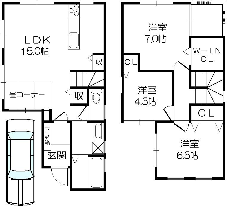Floor plan. 23.4 million yen, 3LDK, Land area 81.25 sq m , Is a floor plan of the building area 87.73 sq m All rooms distribution
