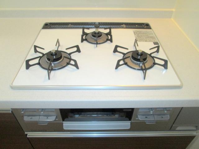 Kitchen. Unusual stylish white stove