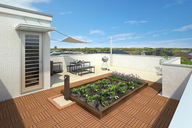 Rendering (appearance). Rooftop garden