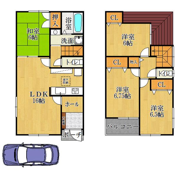 Floor plan. 27,800,000 yen, 4LDK, Land area 108.95 sq m , Building area 95.58 sq m
