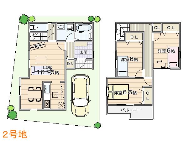 Floor plan. (No. 2 locations), Price 25,800,000 yen, 3LDK, Land area 85.27 sq m , Building area 87.88 sq m