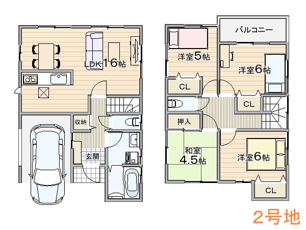 Floor plan. (No. 2 locations), Price 24,800,000 yen, 4LDK, Land area 90.03 sq m , Building area 102.68 sq m