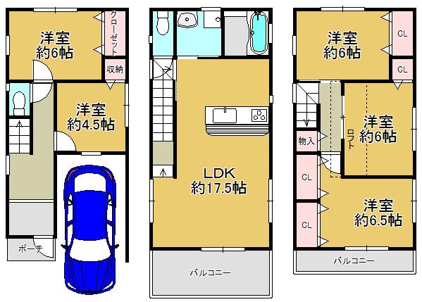 Floor plan. 29,800,000 yen, 5LDK, Land area 60.59 sq m , The affluent live in with a building area of 113.85 sq m 5LDK + loft ☆