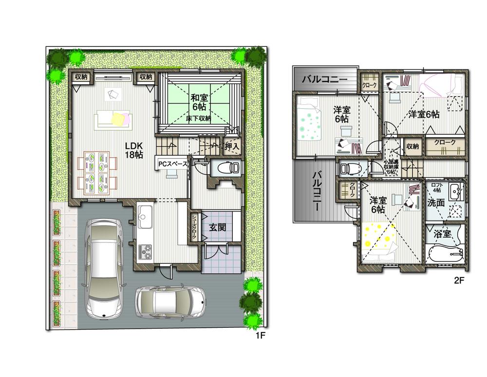 Floor plan. 34,800,000 yen, 4LDK, Land area 91.06 sq m , Building area 94.77 sq m split-level home, Attic is with storage
